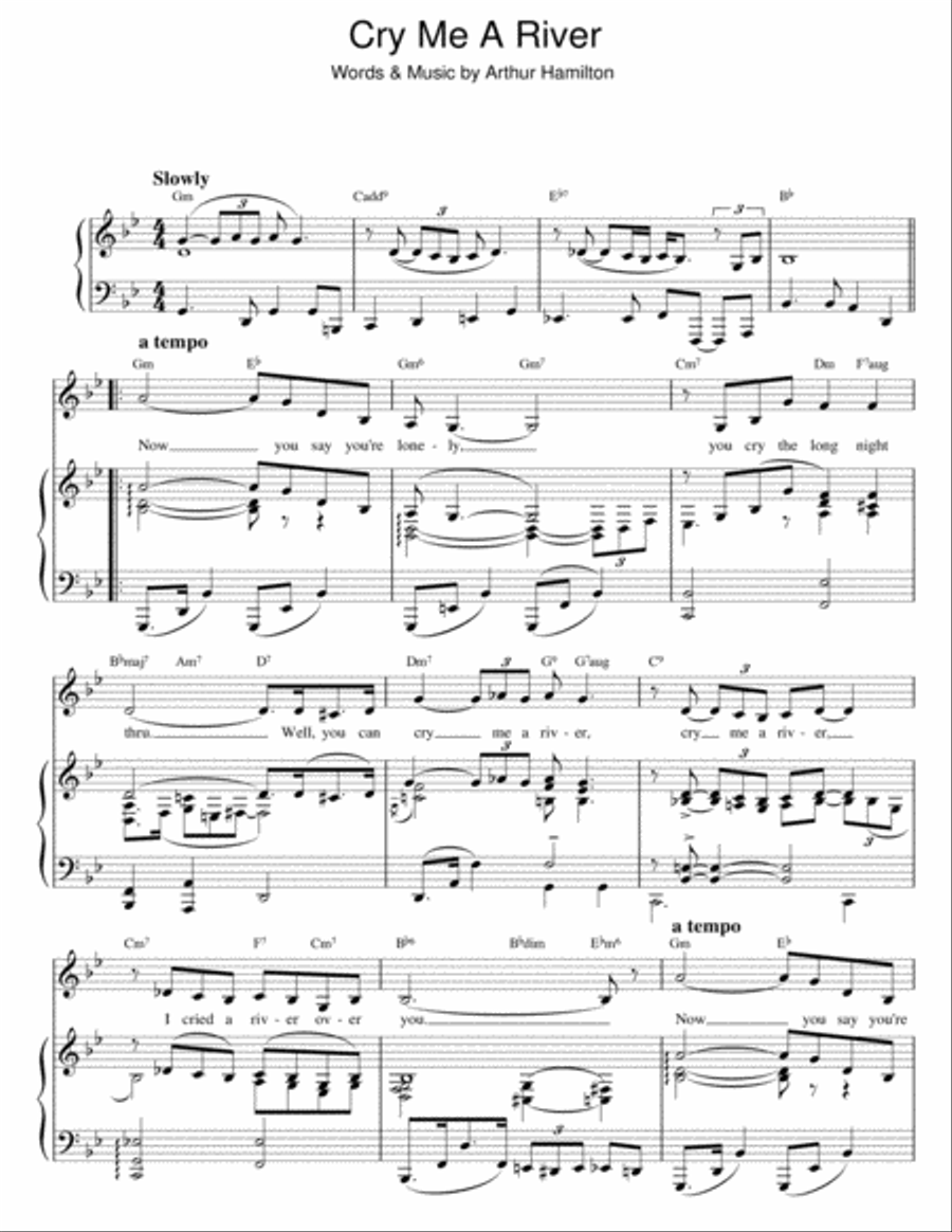 Cry Me A River Easy Piano scores gallery preview page 1