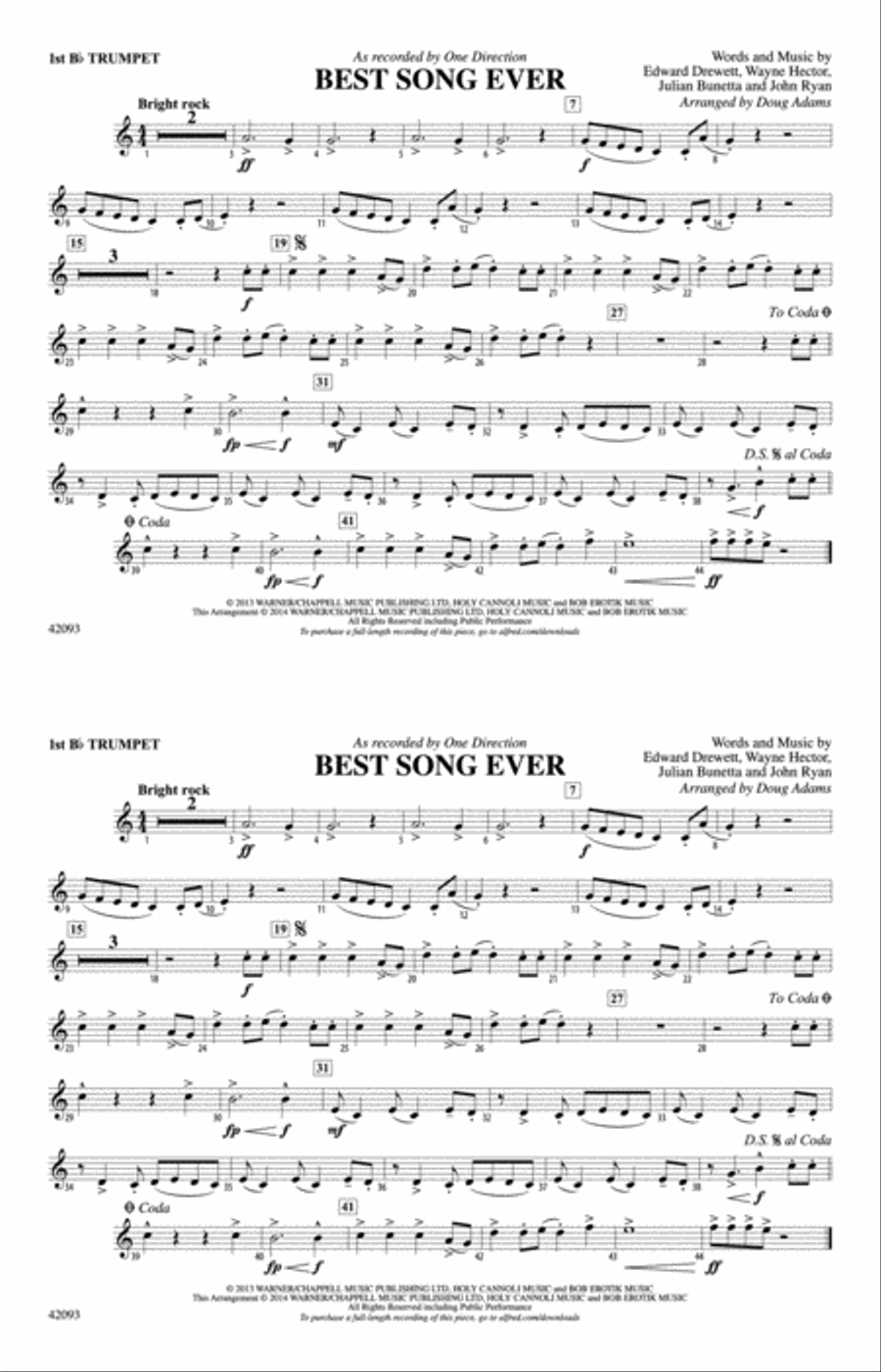 Best Song Ever: 1st B-flat Trumpet Marching Band scores gallery preview page 1