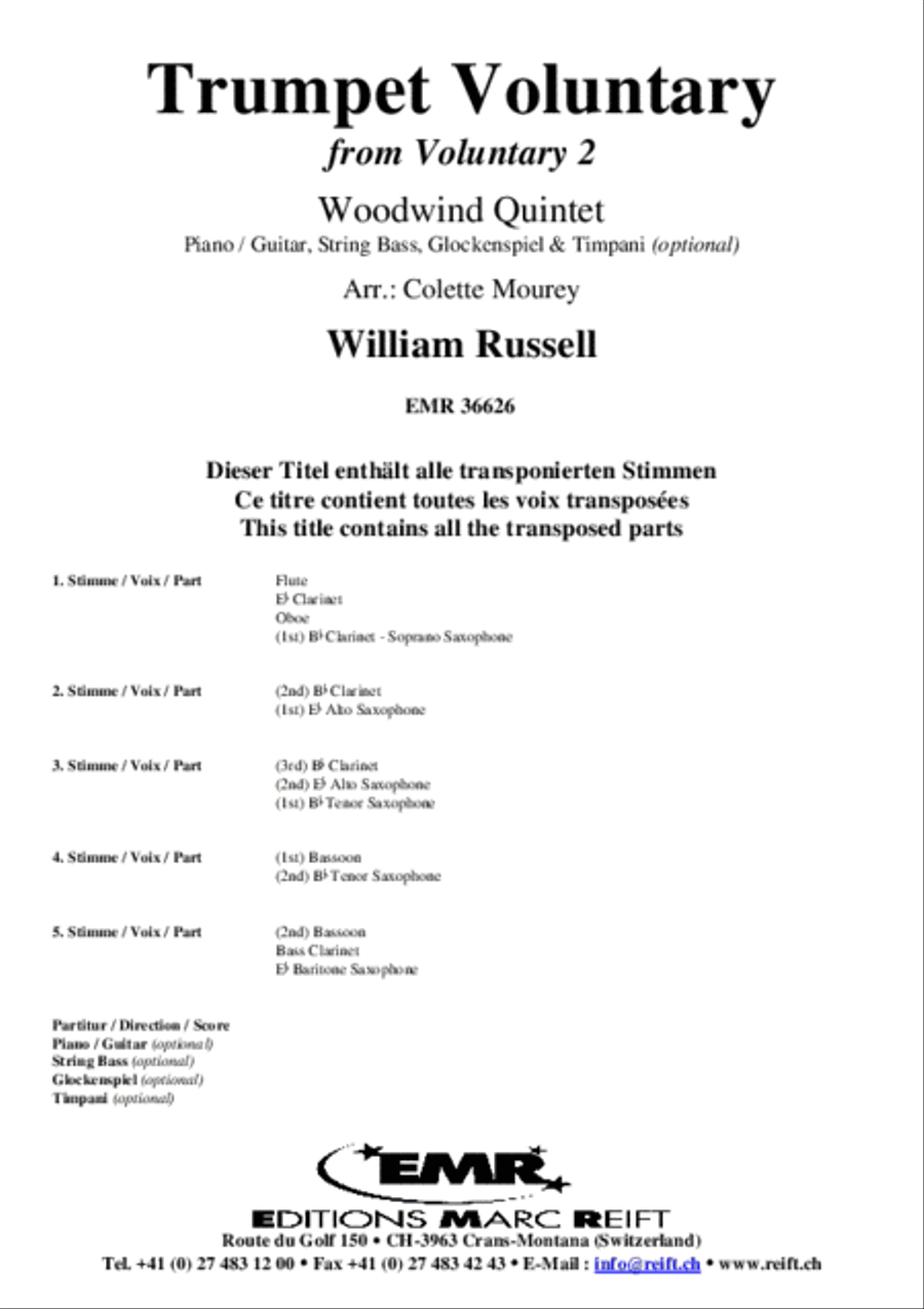 Trumpet Voluntary Woodwind Quintet scores gallery preview page 2