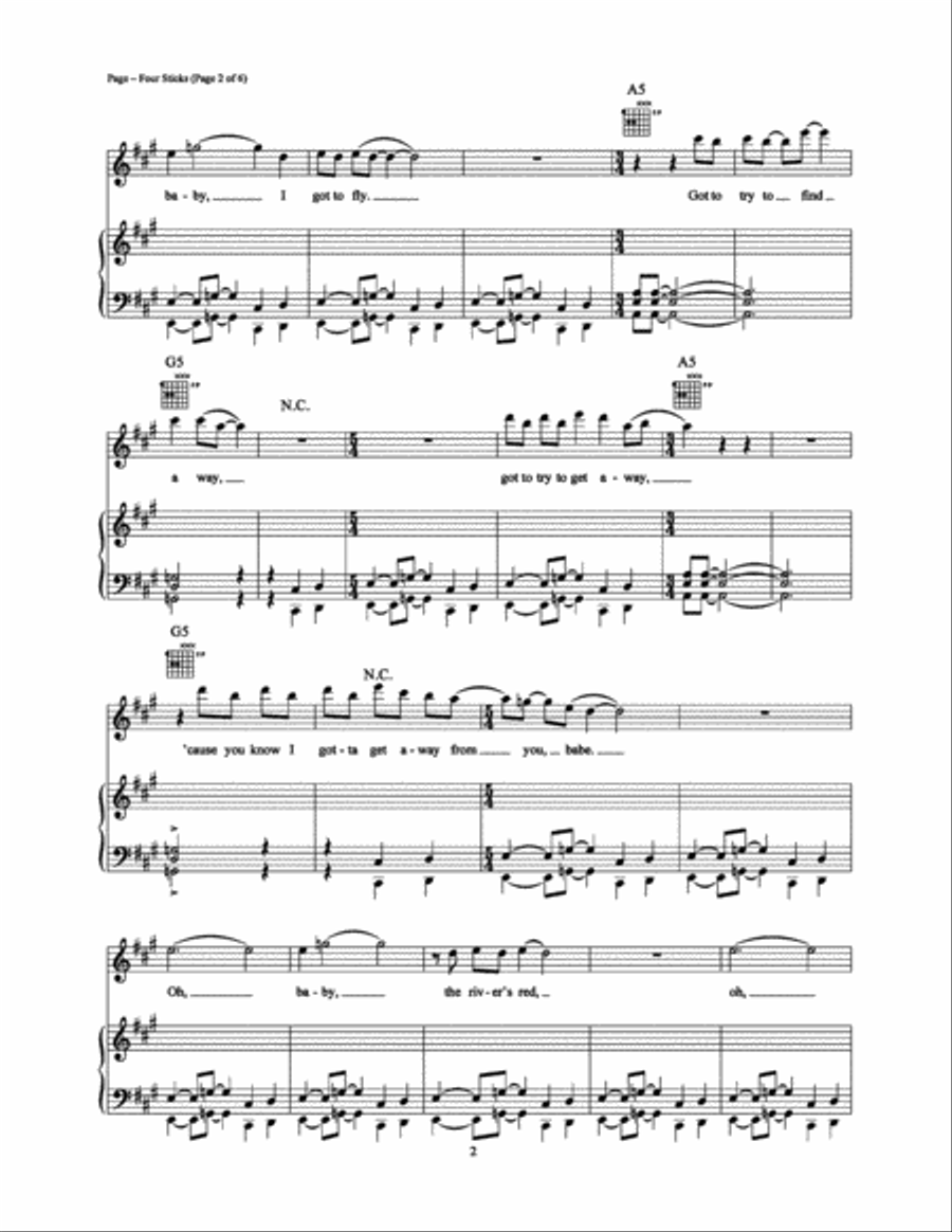 Four Sticks Piano, Vocal, Guitar scores gallery preview page 2