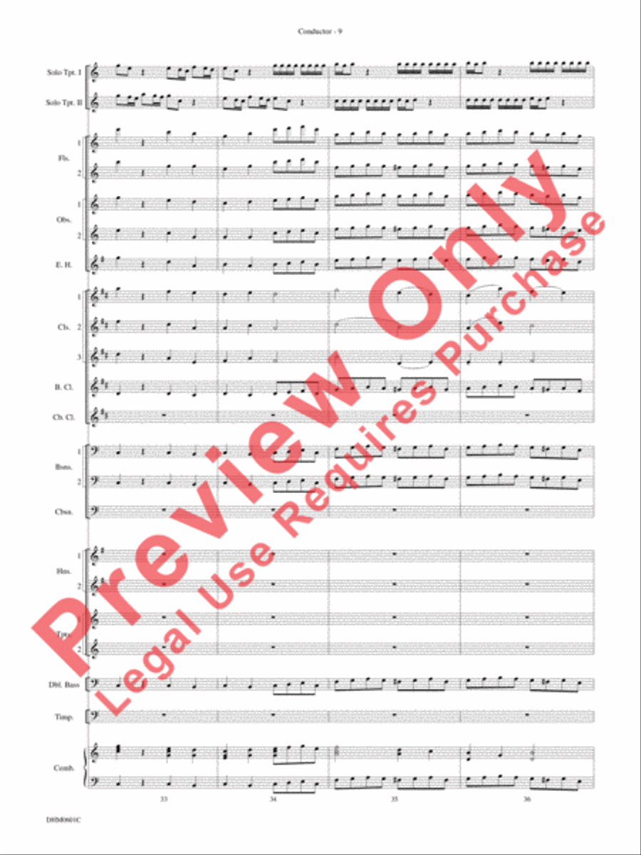 Concerto in C Major for Two Trumpets (I. Allegro, II. Largo, III. Allegro) Concert Band scores gallery preview page 13