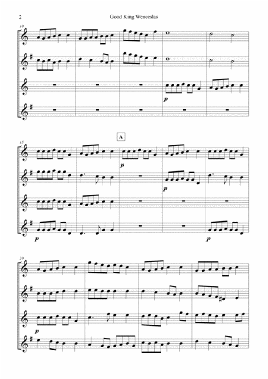 GOOD KING WENCESLAS - for Saxophone Quartet image number null