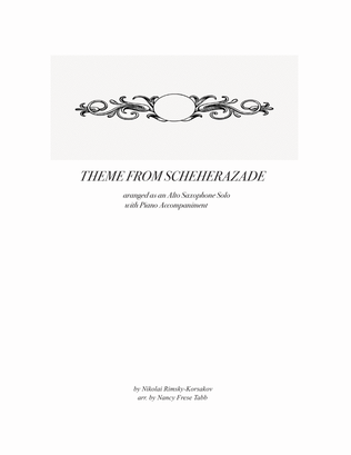 Scheherazade (Movement III) for Solo Alto Saxophone and Piano