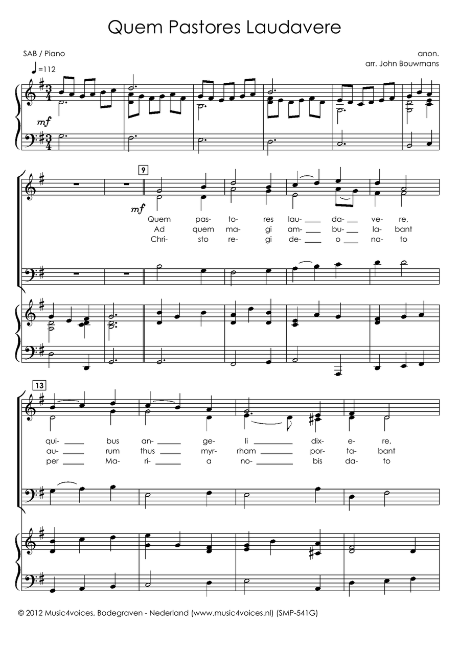 Quem Pastores Laudavere 3-Part scores gallery preview page 3