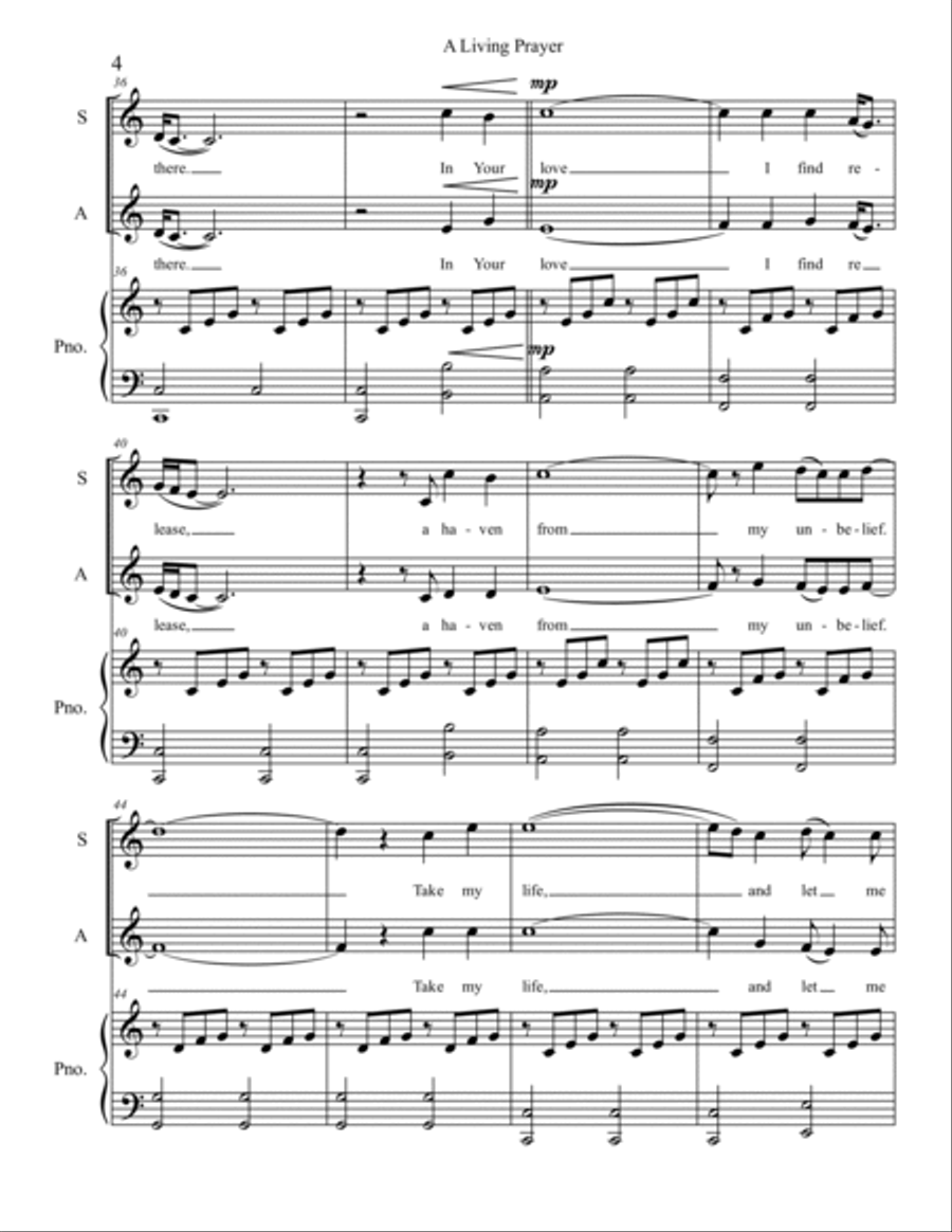 A Living Prayer Alto Voice scores gallery preview page 4