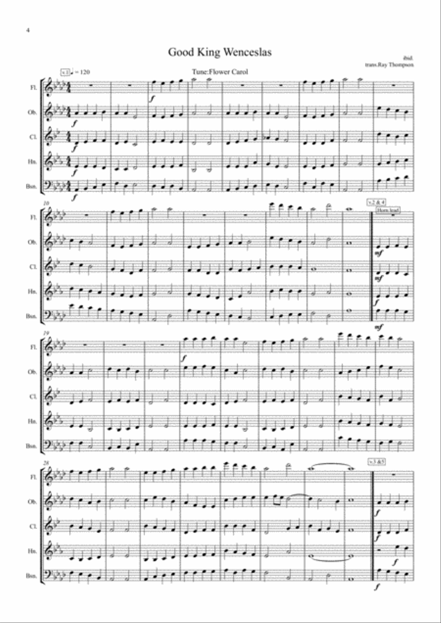 A Selection of Medieval and Unusual Carols for Wind Quintet Woodwind Quintet scores gallery preview page 4