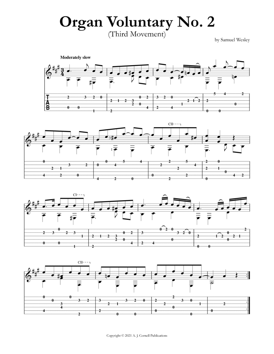 Organ Voluntary No. 2 (Third Movement) Acoustic Guitar scores gallery preview page 1