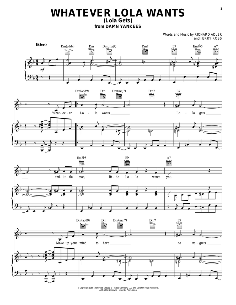 Whatever Lola Wants (Lola Gets) Acoustic Guitar scores gallery preview page 1