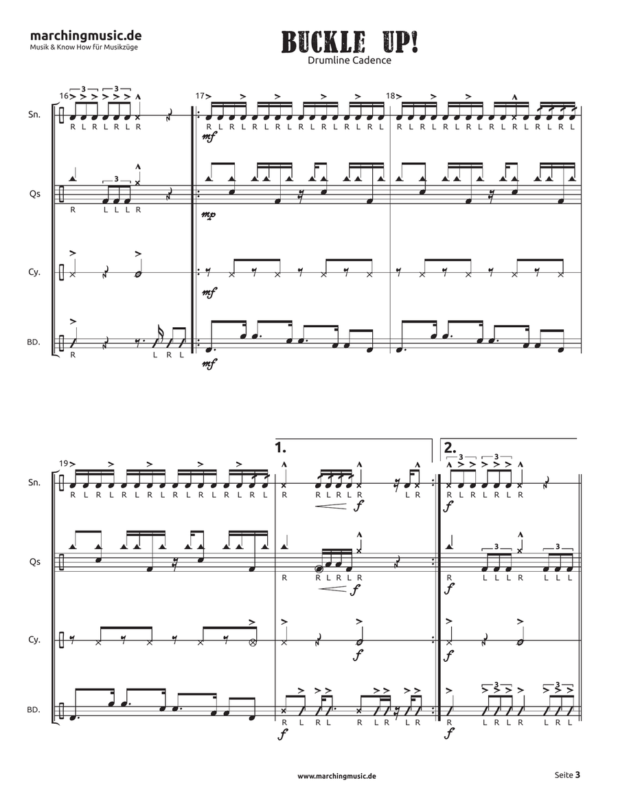 BUCKLE UP! Street Cadence Marching Band scores gallery preview page 4