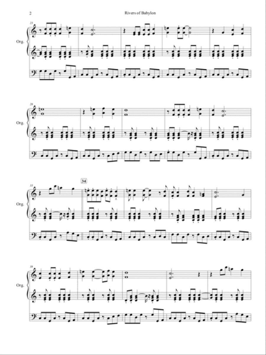 Rivers Of Babylon Organ Solo scores gallery preview page 3