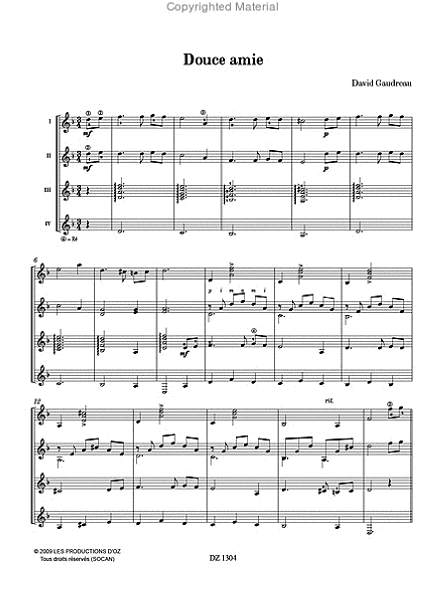 Douce amie Guitar Ensemble scores gallery preview page 2
