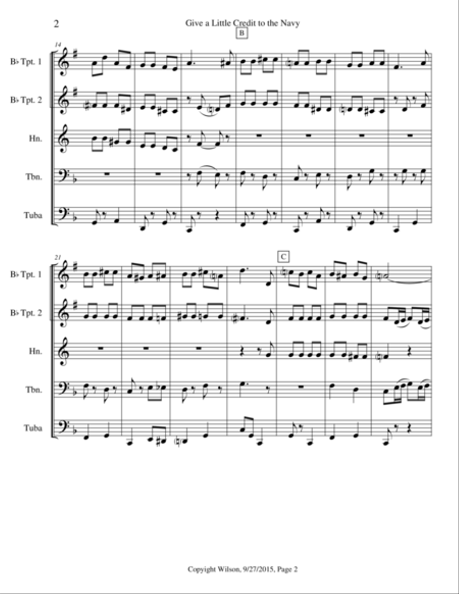 Give a Little Credit to the Navy Brass Quintet scores gallery preview page 3