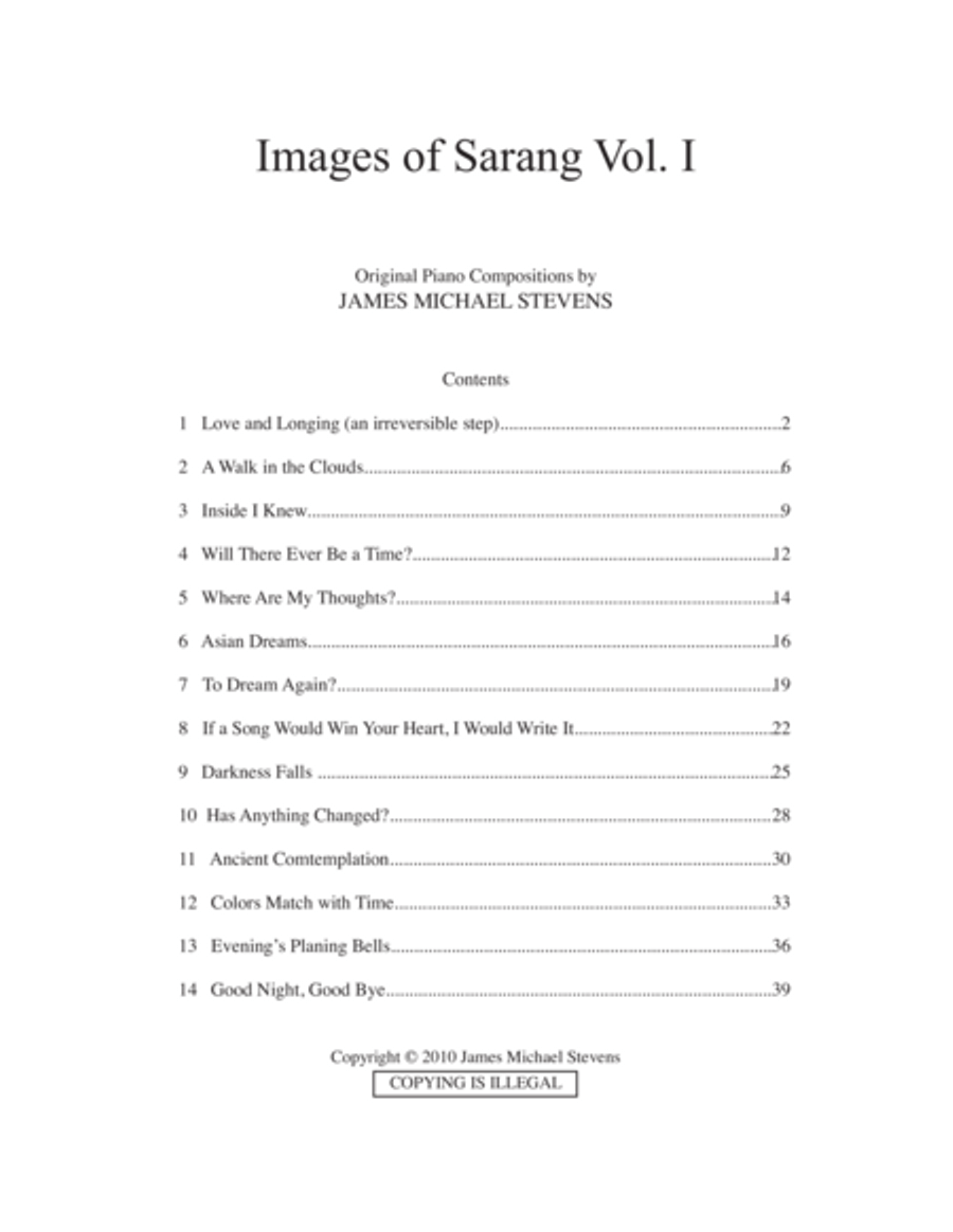 Images of Sarang, Vol. I Piano Solo scores gallery preview page 1