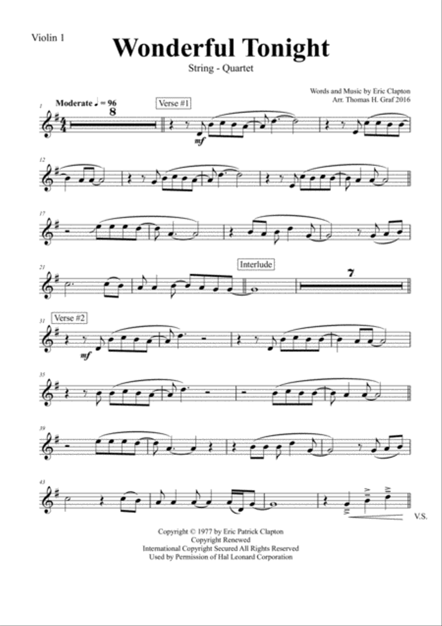 Wonderful Tonight String Quartet scores gallery preview page 4