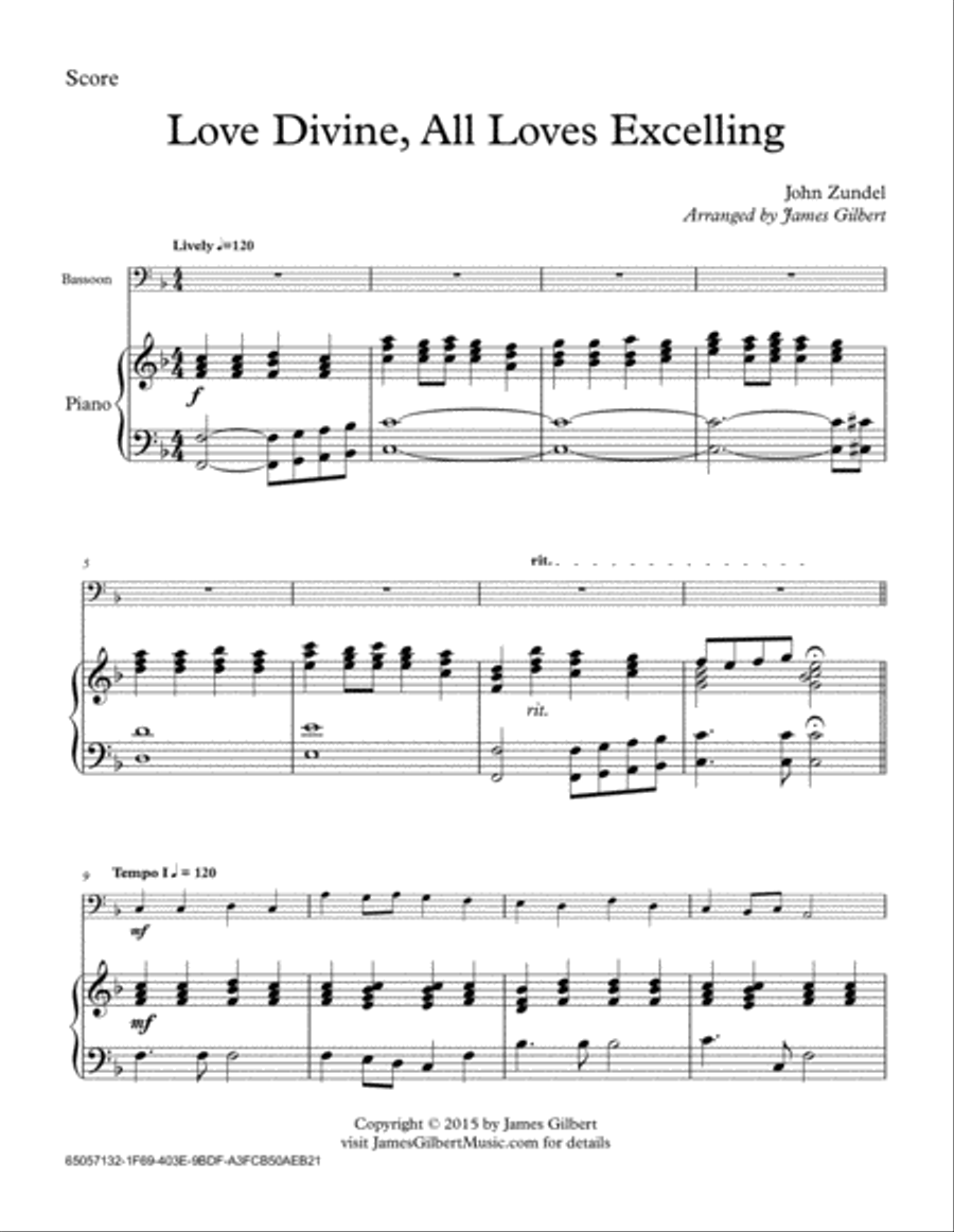 Love Divine, All Loves Excelling Bassoon scores gallery preview page 1
