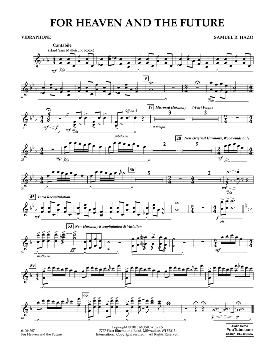 For Heaven and the Future - Vibraphone Concert Band scores gallery preview page 1