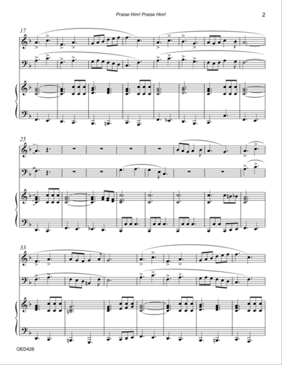 PRAISE HIM! PRAISE HIM! - OBOE & EUPHONIUM (Trombone) with Piano Accompaniment Small Ensemble scores gallery preview page 2