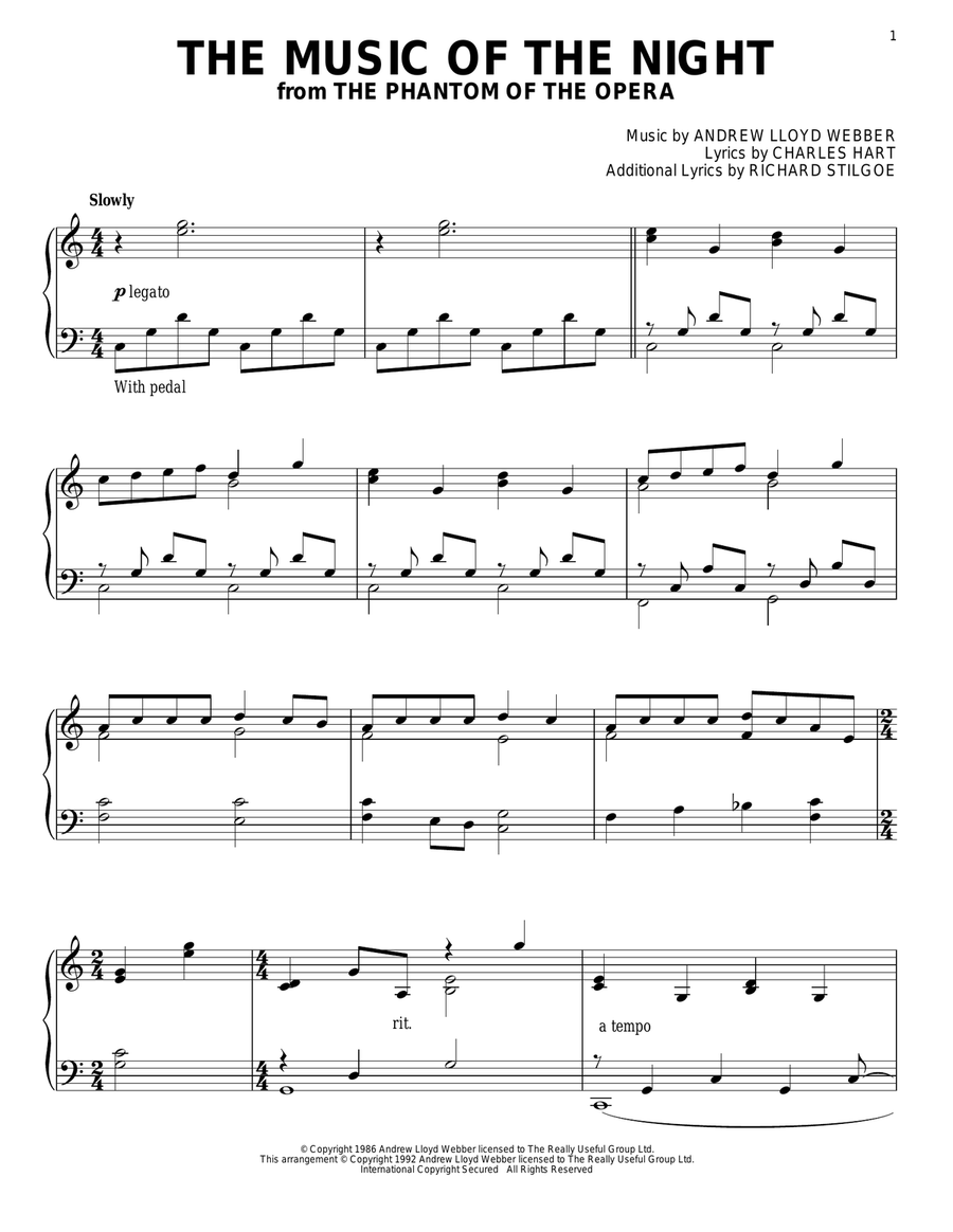 The Music Of The Night (from The Phantom Of The Opera) Piano Solo scores gallery preview page 1