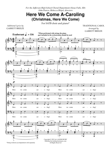 Here We Come A-Caroling (SATB) image number null