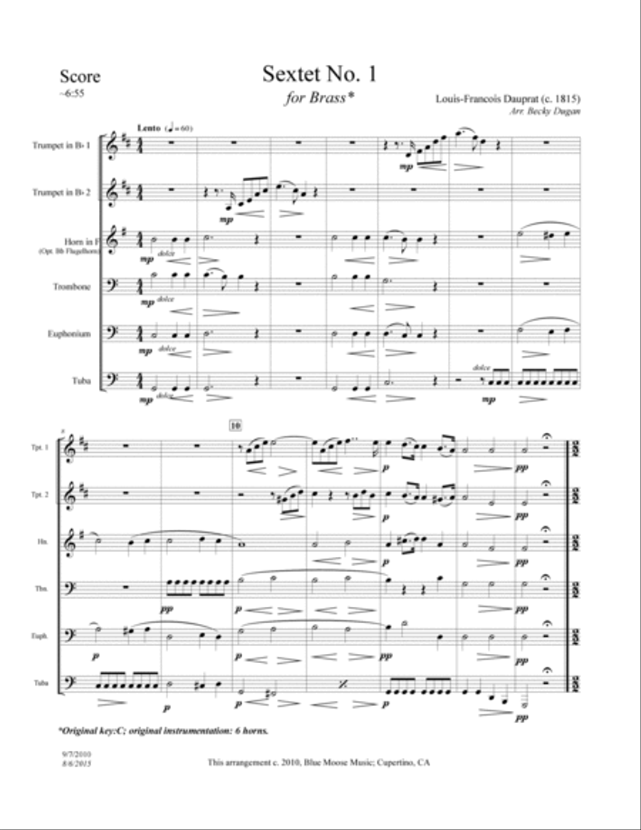 SEXTET #1 in C Brass Ensemble scores gallery preview page 3
