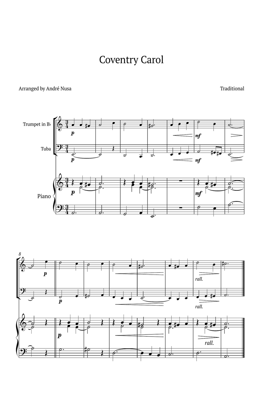 Conventry Carol Brass Duet scores gallery preview page 1