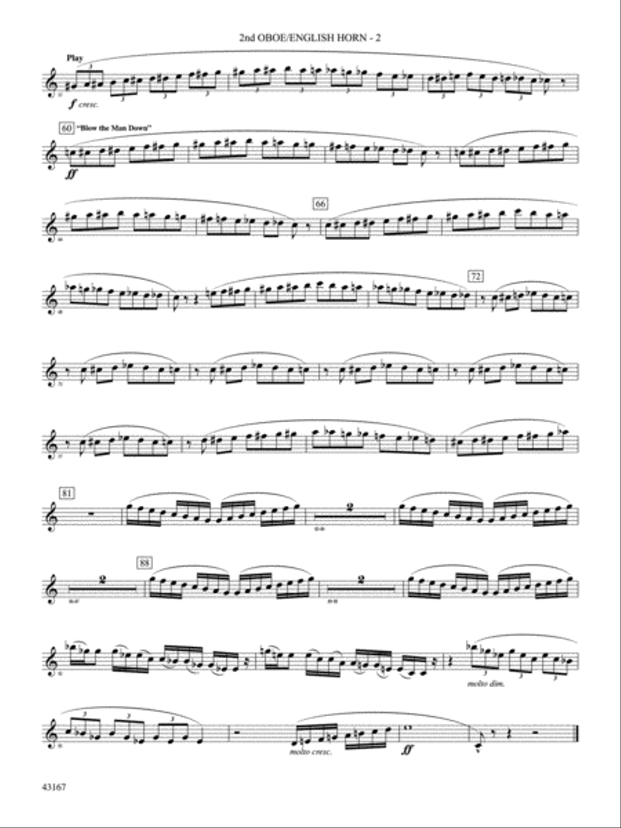 Down to the Sea in Ships (from the NBC TV Film Project 20): 2nd Oboe Concert Band scores gallery preview page 2