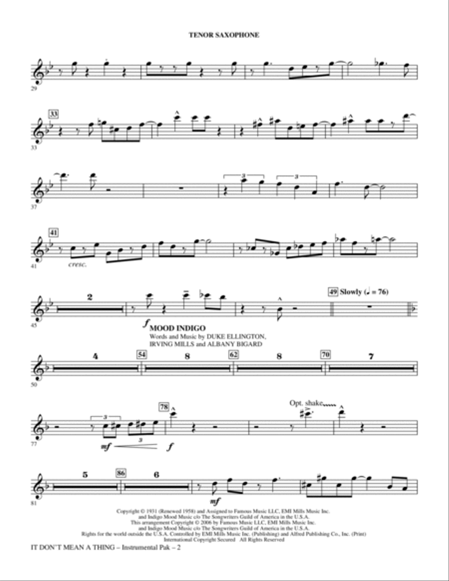 It Don't Mean A Thing: The Best Of Duke Ellington (Medley) - Tenor Sax Choir scores gallery preview page 2