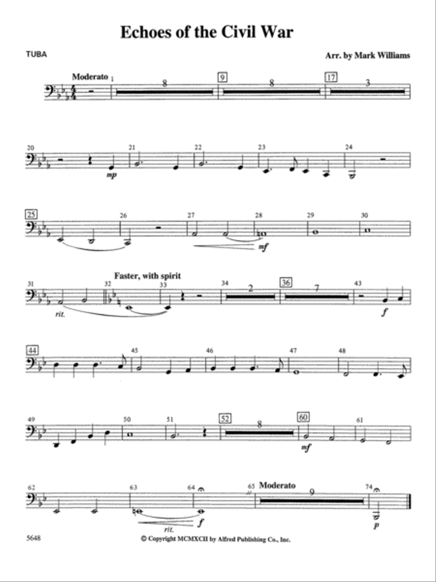 Echoes of the Civil War: Tuba Concert Band scores gallery preview page 1