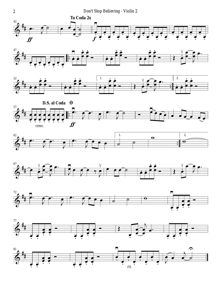 Don't Stop Believin' String Quartet scores gallery preview page 4