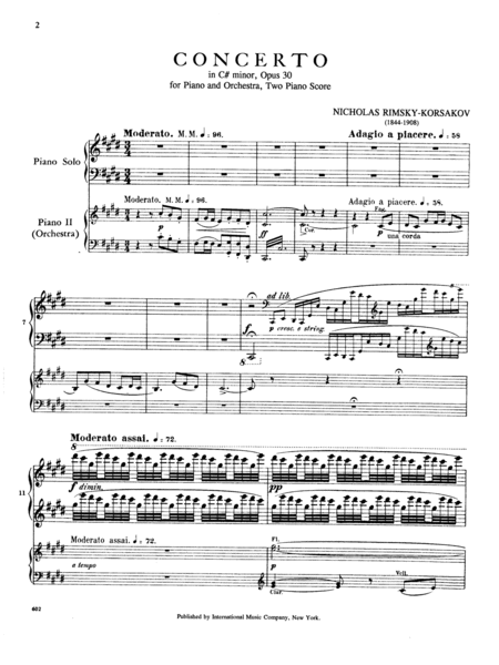 Concerto In C Sharp Minor, Opus 30 For Piano & Orchestra