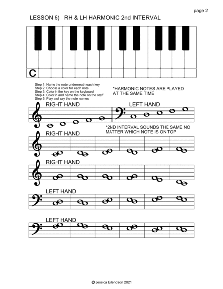 Music Theory Colouring Booklet lesson 5 - 2nd and 3rd intervals