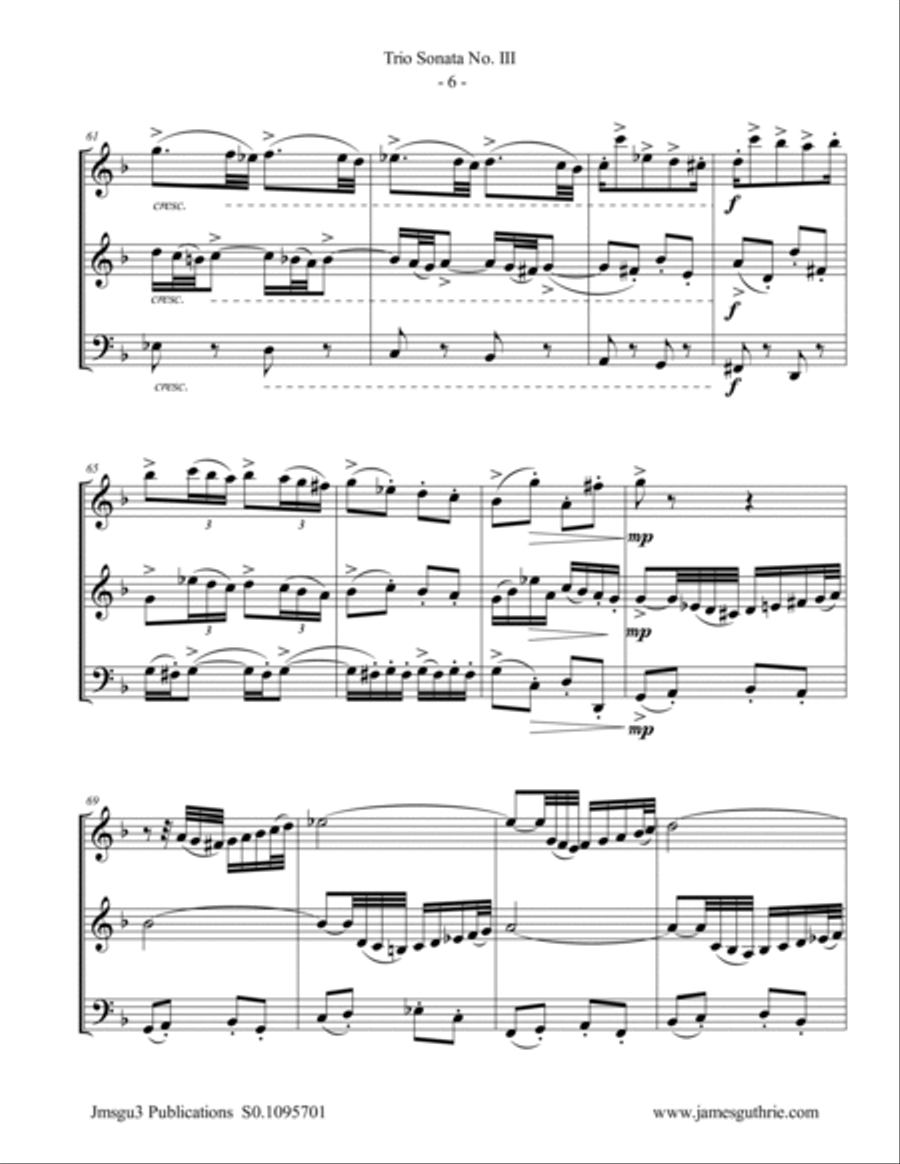 BACH: Trio Sonata No. 3 BWV 527 for String Trio String Trio scores gallery preview page 6