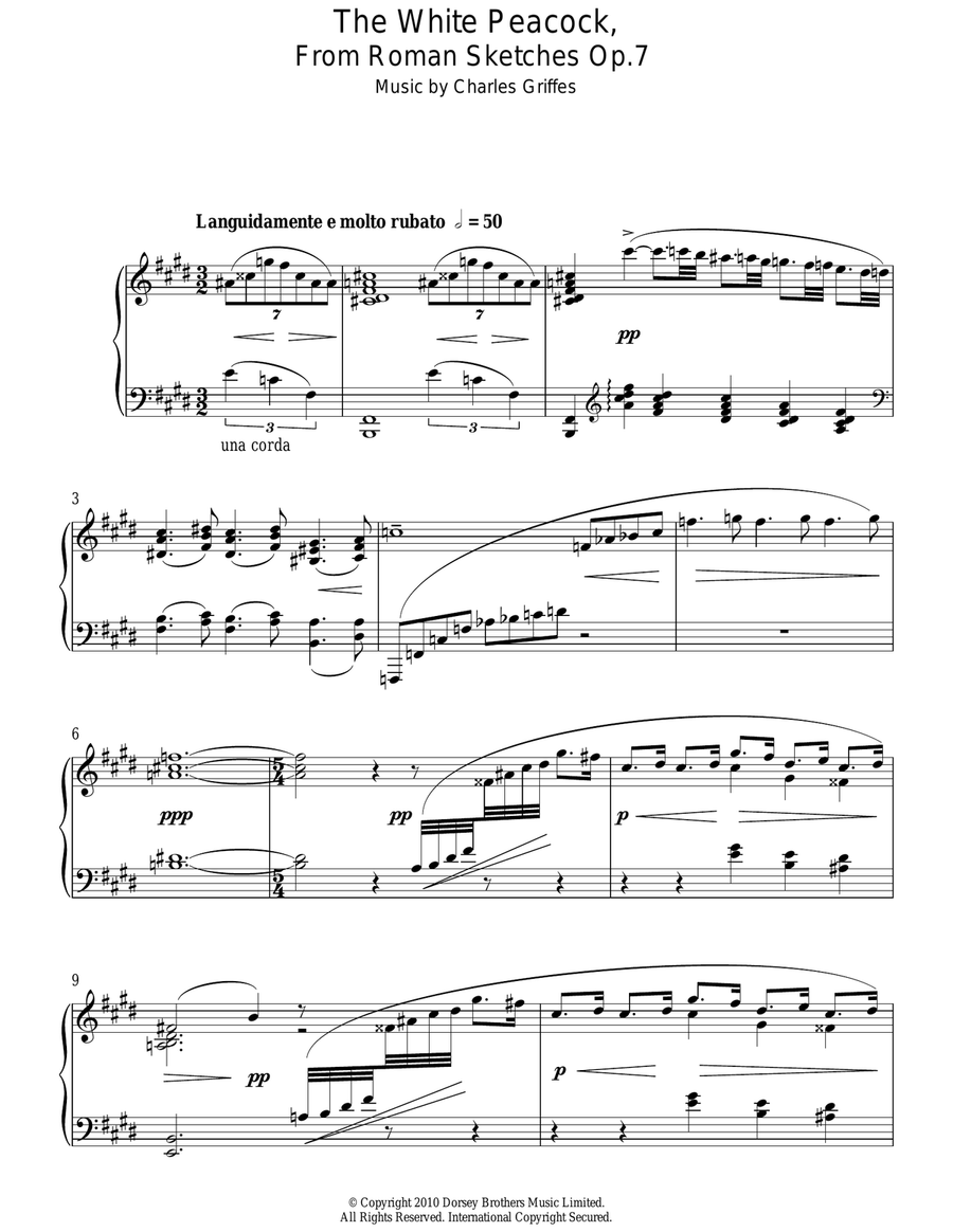The White Peacock, From Roman Sketches Op. 7 Piano Solo scores gallery preview page 1