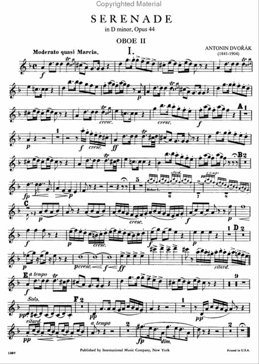Serenade In D Minor, Opus 44 For 2 Oboes, 2 Clarinets, 3 Horns, 3 Bassoons, Cello & Bass (Parts) Bassoon scores gallery preview page 3