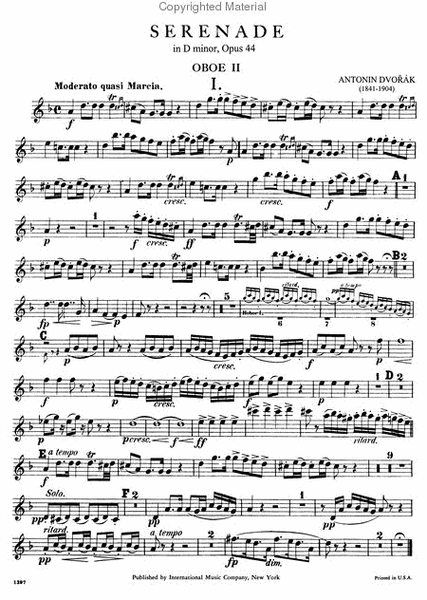 Serenade In D Minor, Opus 44 For 2 Oboes, 2 Clarinets, 3 Horns, 3 Bassoons, Cello & Bass (Parts)