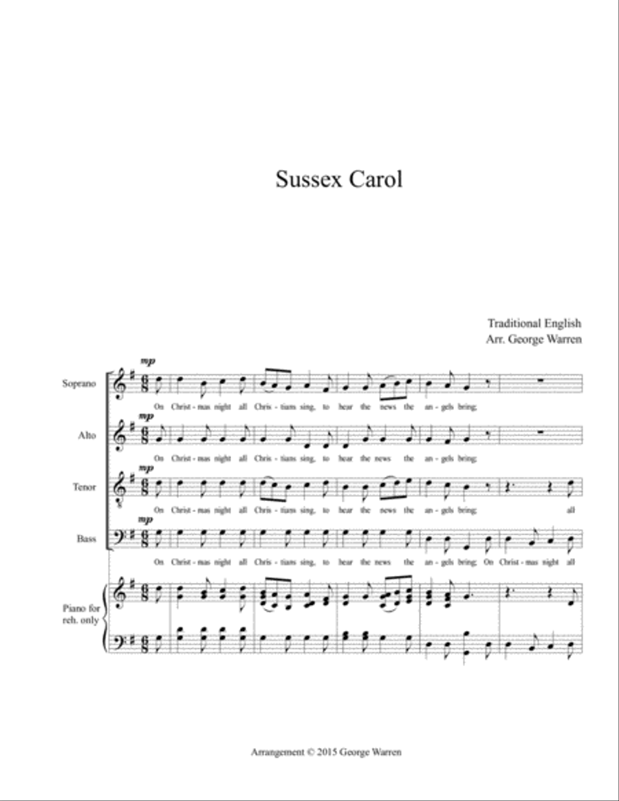 Sussex Carol (On Christmas Night) 4-Part scores gallery preview page 1