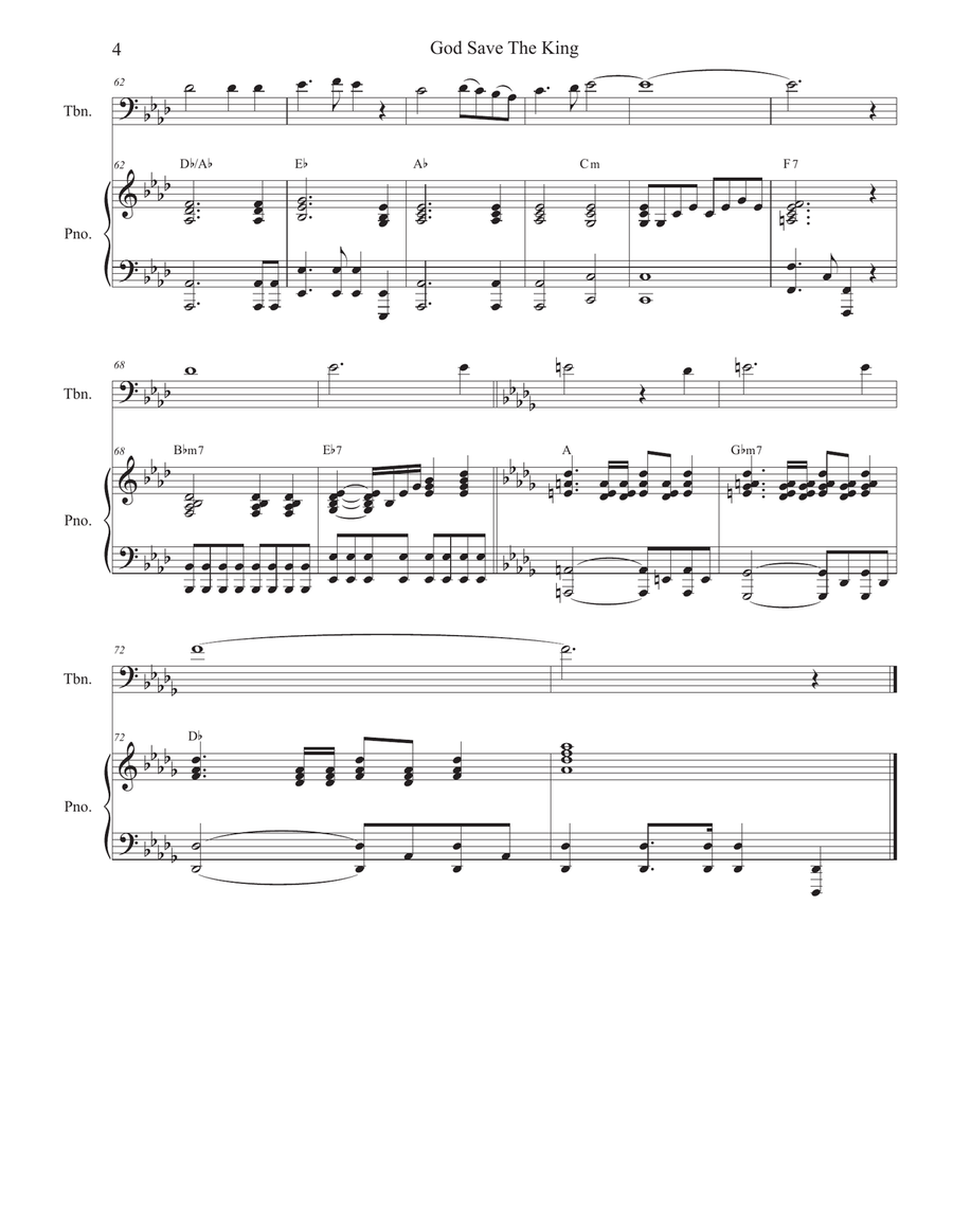 God Save The King (Trombone solo and Piano) Piano scores gallery preview page 4
