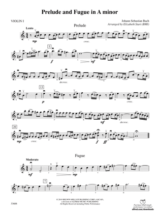 Book cover for Prelude and Fugue in A Minor: 1st Violin