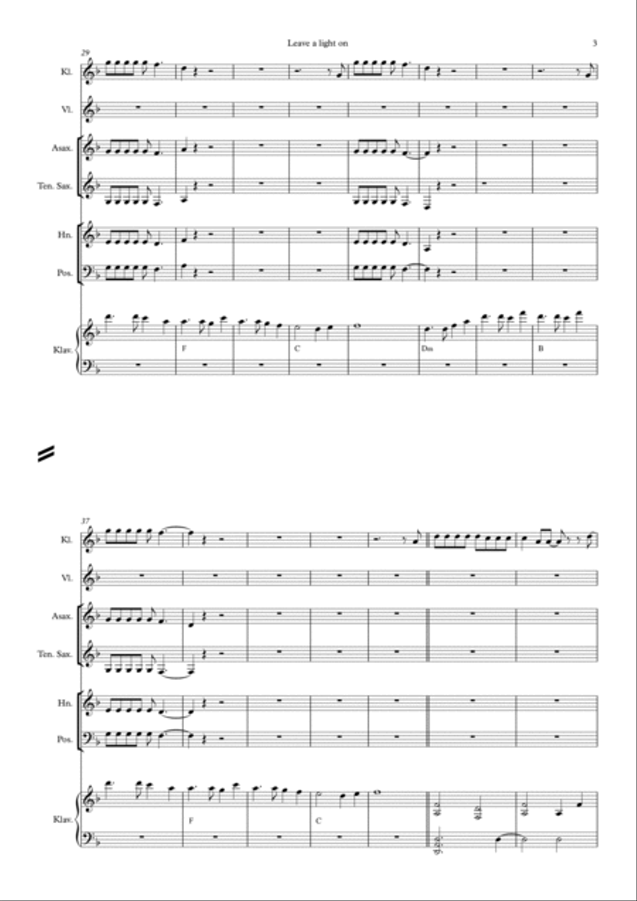 Leave A Light On Concert Band scores gallery preview page 3