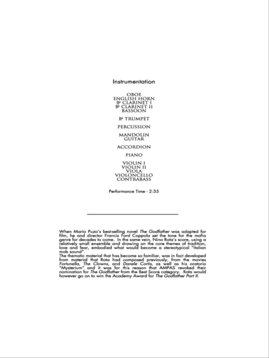 The Godfather Waltz - Score Only Chamber Orchestra scores gallery preview page 2