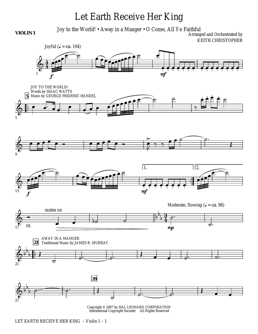 Let Earth Receive Her King - Violin 1