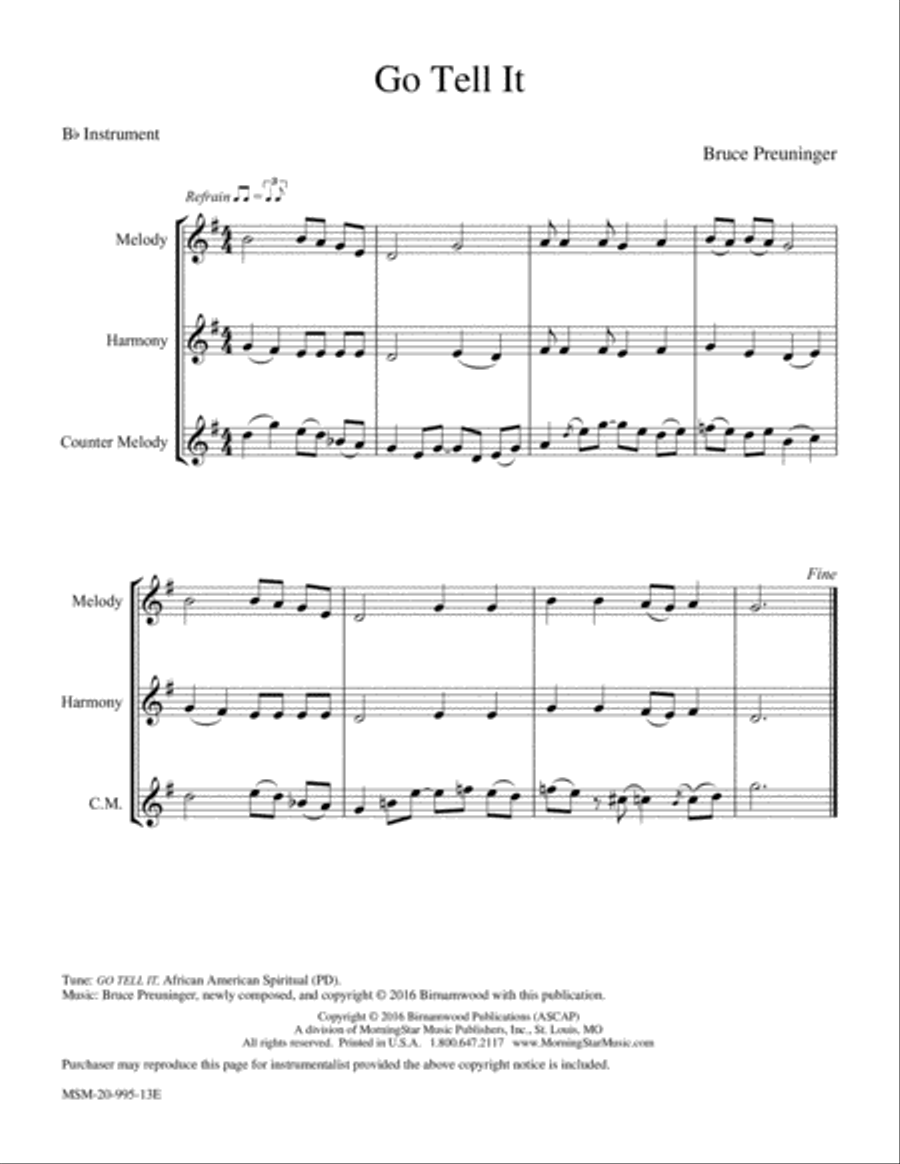 Go Tell It Piano and Keyboard scores gallery preview page 1