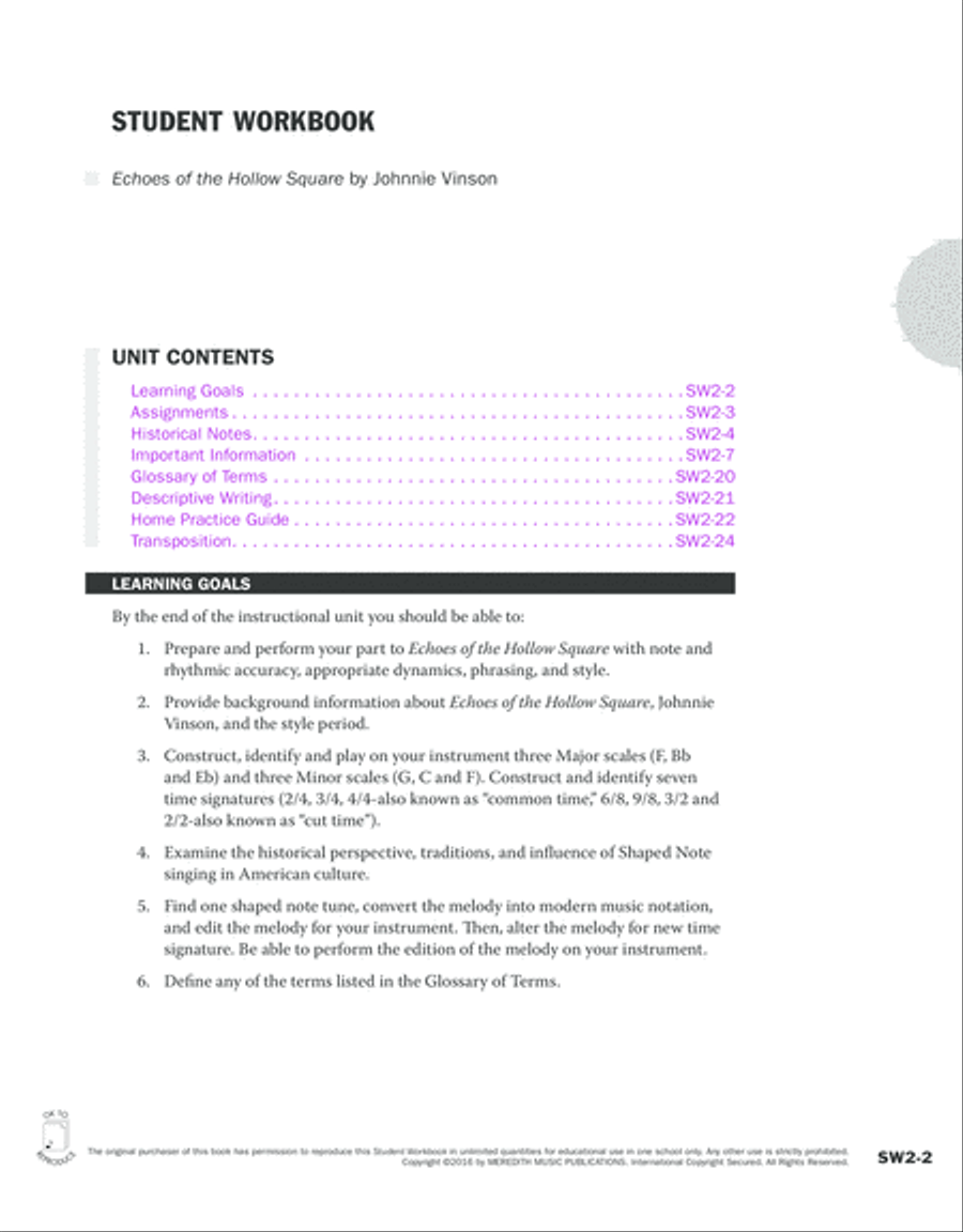 Guides to Band Masterworks, Vol. 6 - Student Workbook - Echoes of The Hollow Square Activity Books scores gallery preview page 2
