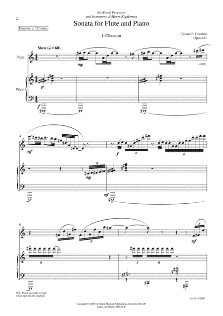 Carson Cooman: Sonata for Flute and Piano (2005) Flute Solo scores gallery preview page 2
