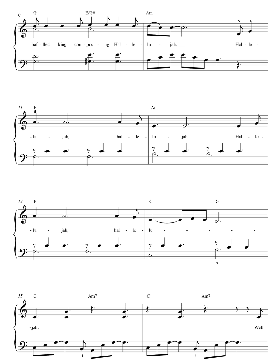 Hallelujah Easy Piano scores gallery preview page 2