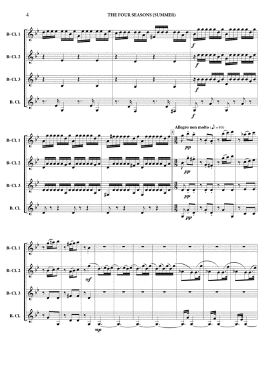 The Four Seasons: Summer The Four Seasons: Summer Clarinet Quartet scores gallery preview page 5