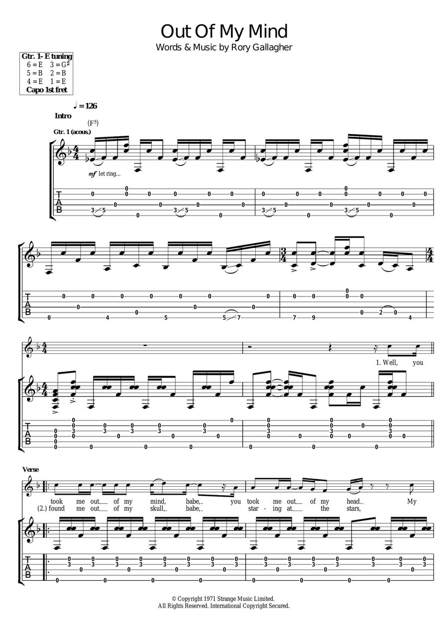 Out Of My Mind Electric Guitar scores gallery preview page 1