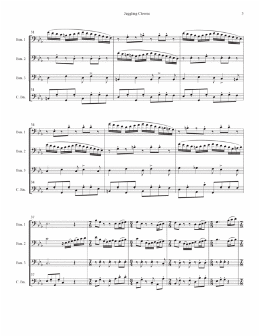 Juggling Clowns for bassoon quartet Woodwind Quartet scores gallery preview page 3