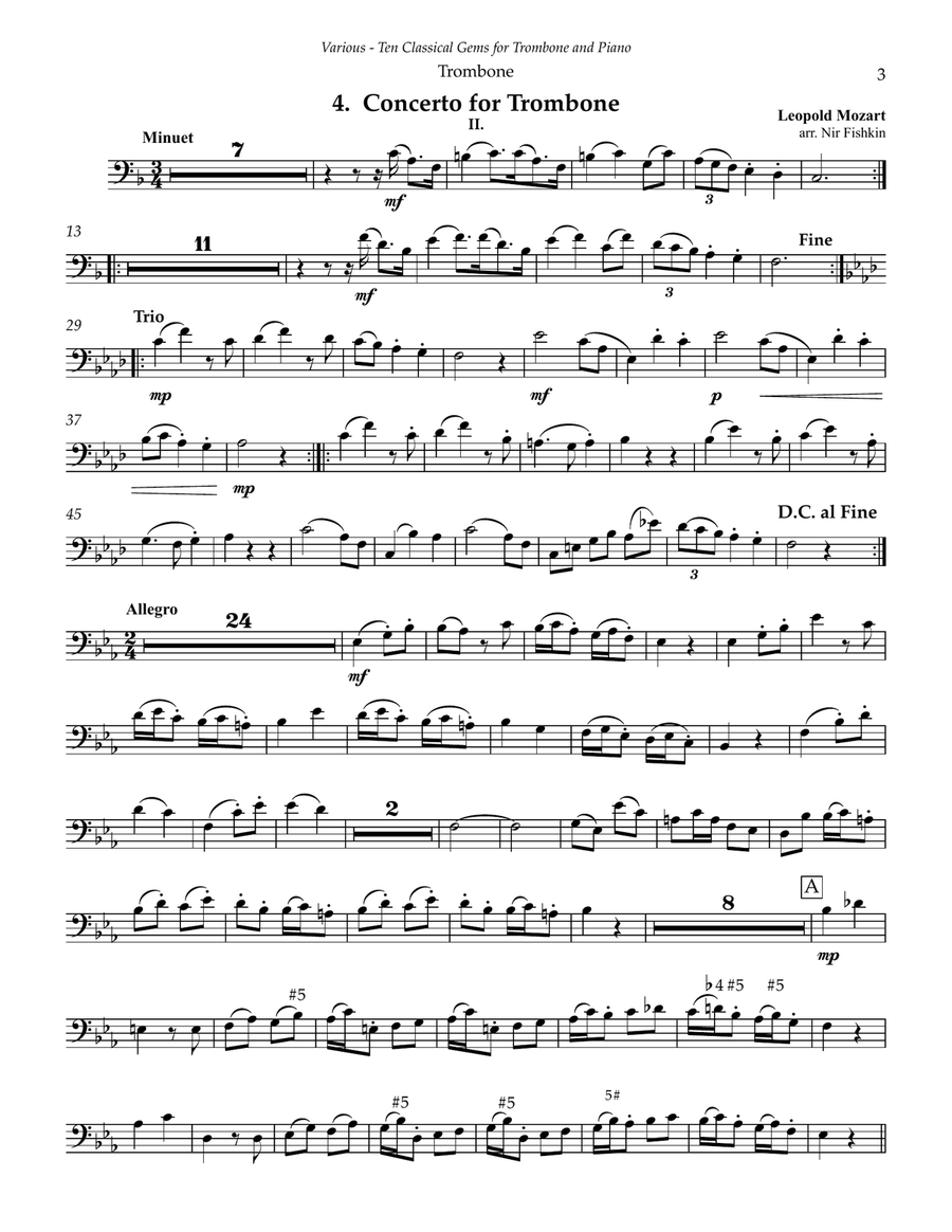Ten Classical Gems for Trombone and Piano Piano scores gallery preview page 3