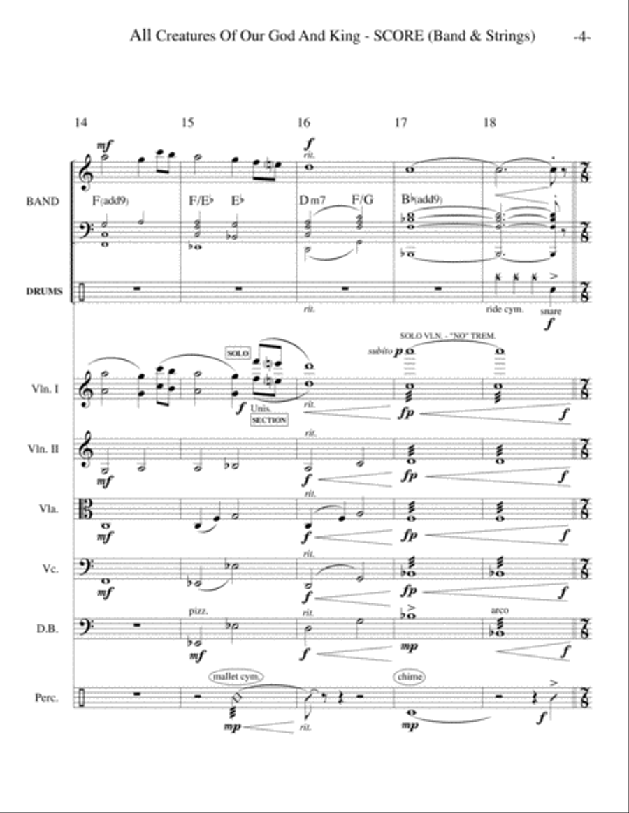 All Creatures of Our God and King (Band & Strings) Jazz Ensemble scores gallery preview page 5